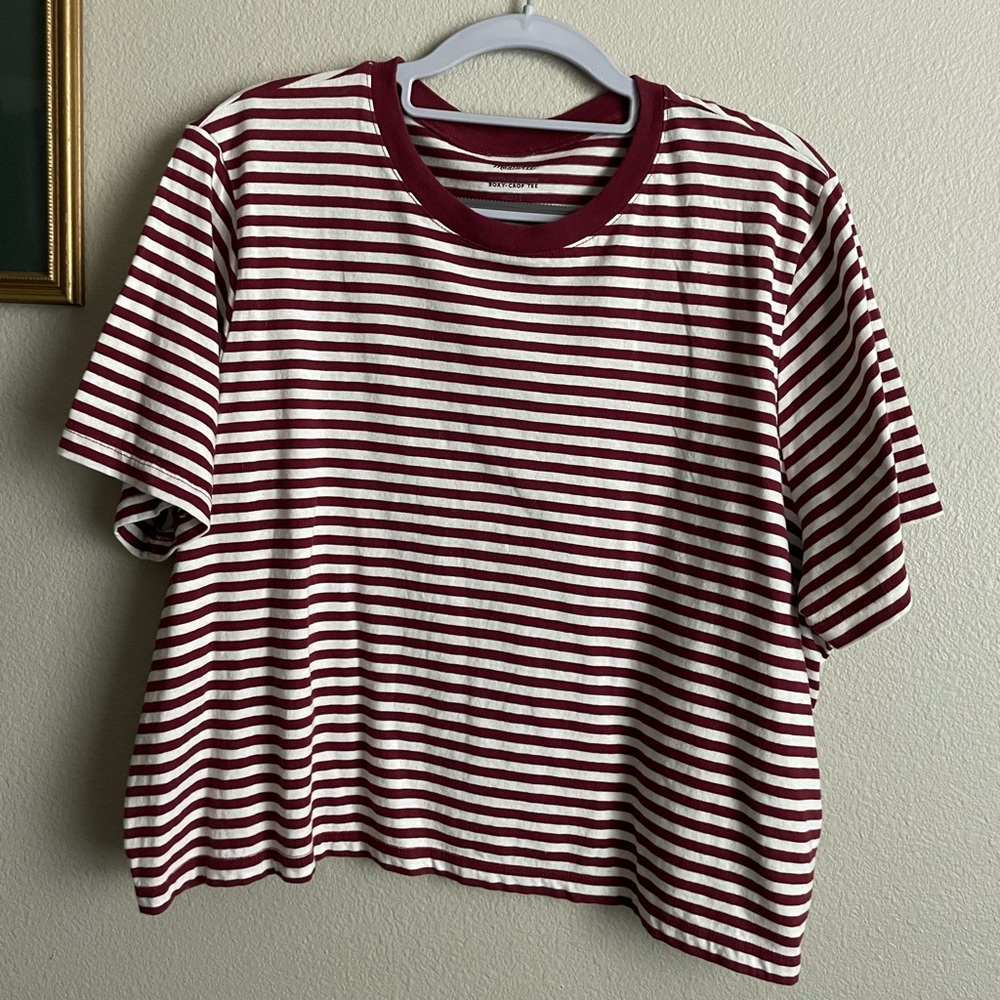 Madewell Striped Boxy Crop Tee size Extra Large (XL)